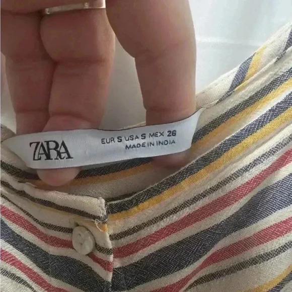 Zara Striped Button Down Tank Dress with Pockets - Picture 7 of 8